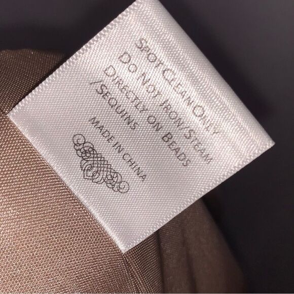 Sue Wong Lace Three Quarter Sleeve Taupe Dress - Picture 11 of 11